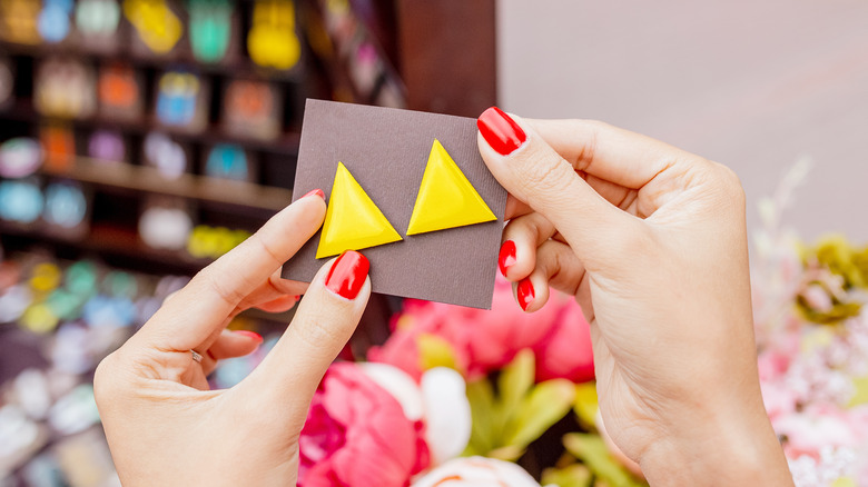 Buying yellow triangle earrings