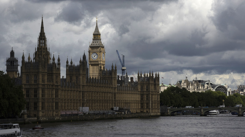 Storm clouds over London skyline 