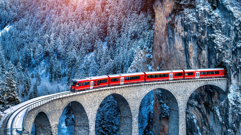 Swiss alps train track