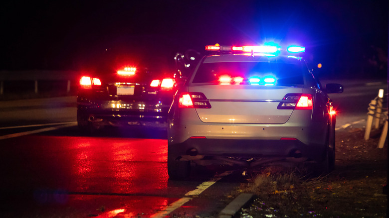 police car on road side