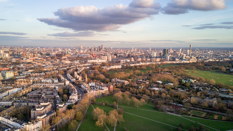 aerial shot of London 