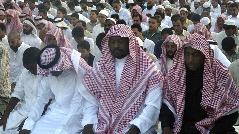 Saudi men in prayer