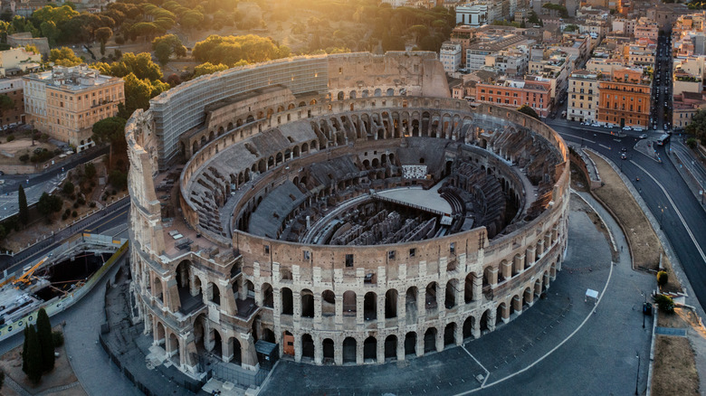 Roman colosseum aerial view