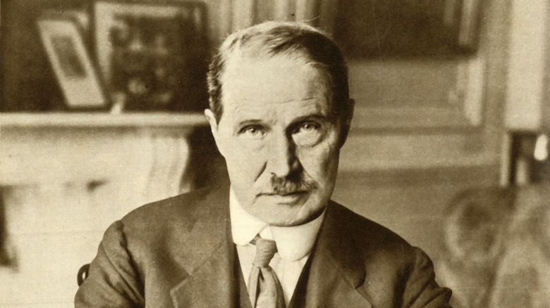 Andrew Bonar Law at a desk