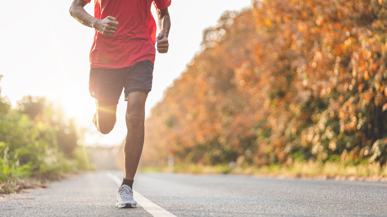 Runner on rural road