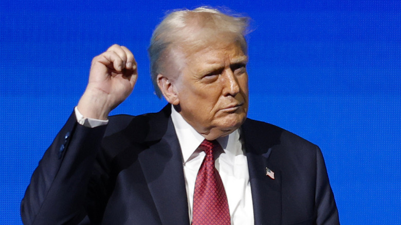 Donald Trump dancing with hand raised