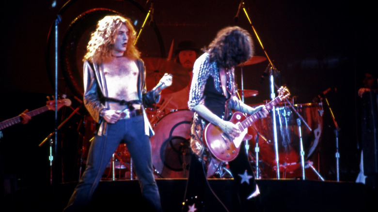 Robert Plant and Jimmy Page performing 