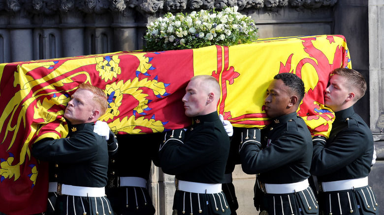 Queen Elizabeth II's coffin being carried