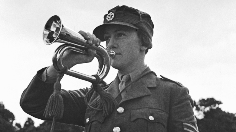 Military bugler playing