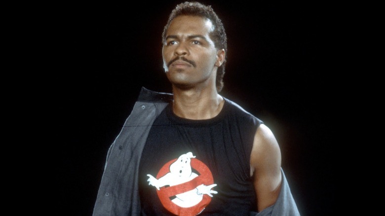 Parker wearing Ghostbusters shirt