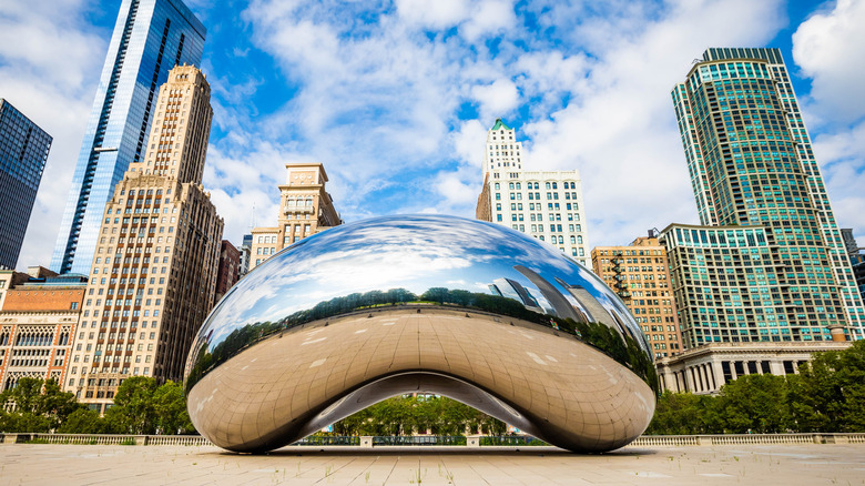 The Cloud Gate sculpture (also known as The Bean) 