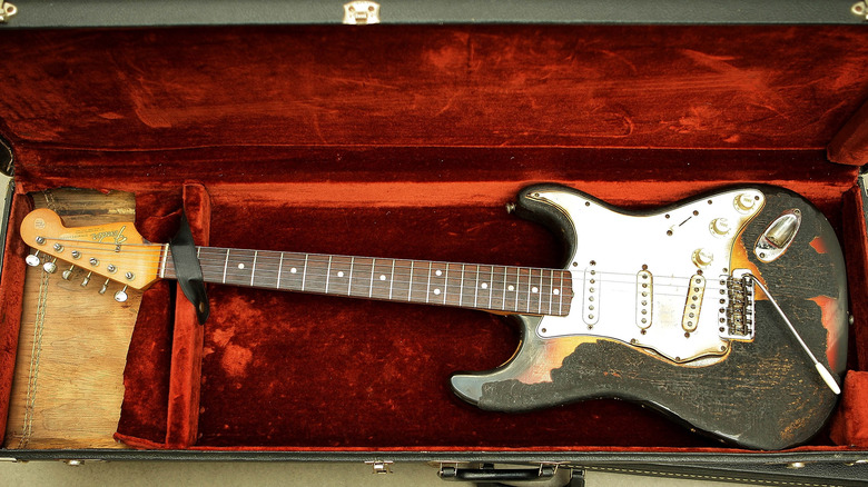 Jimi Hendrix's Fender Stratocaster red velvet case