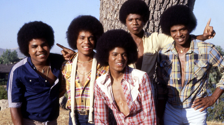 The Jacksons by a tree in 1978