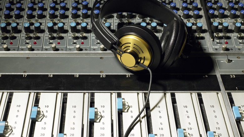 Mixing board in recording studio