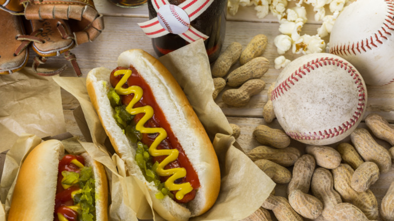 Baseball party with hotdog