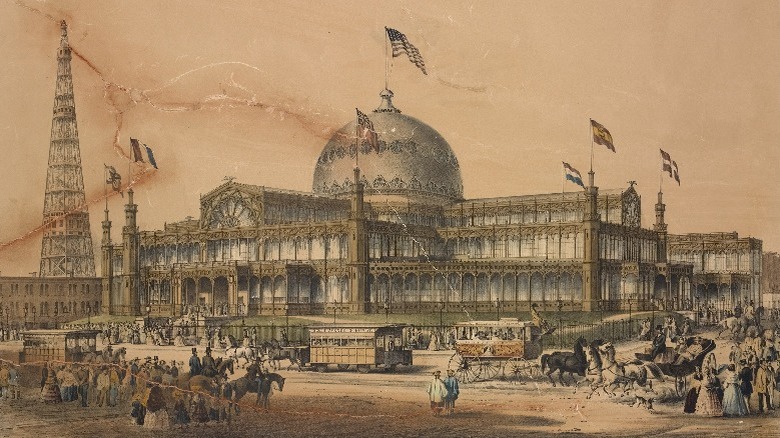 Damaged drawing of the The Exhibition of the Industry of All Nations