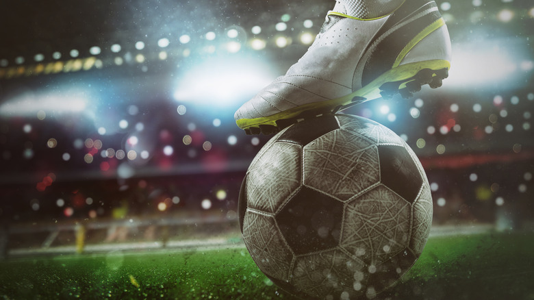 foot on a soccer ball