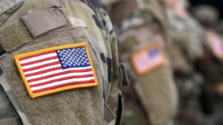 soldier uniform with American flag patch