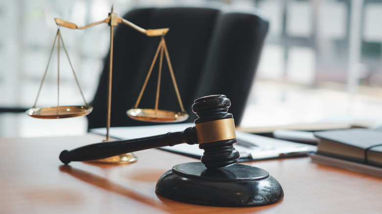 scales and judge's gavel on a table