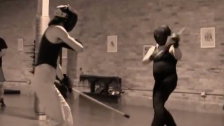 Modern bartitsukas practicing fighting with canes