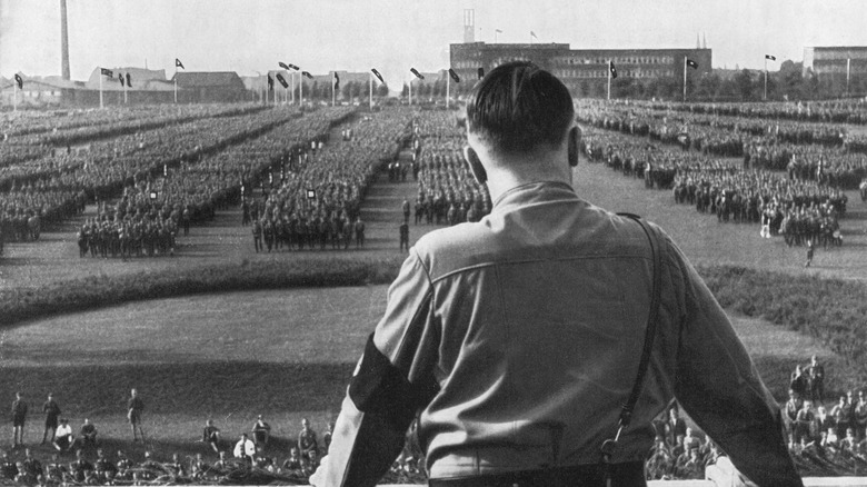 Adolf Hitler viewing armies at rally