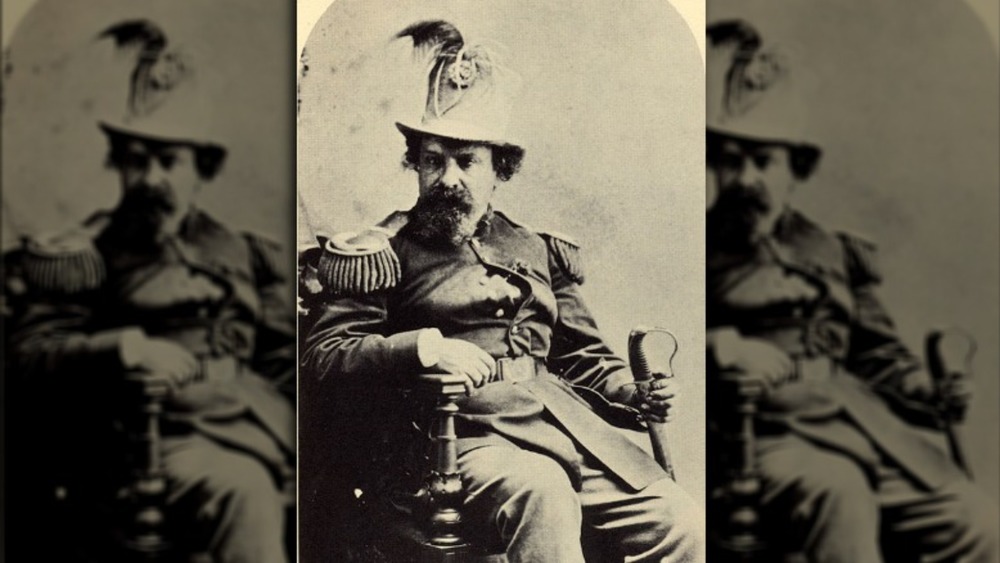 Emperor Norton I posing in regalia