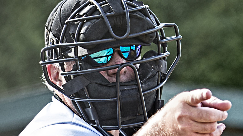 Baseball umpire pointing 