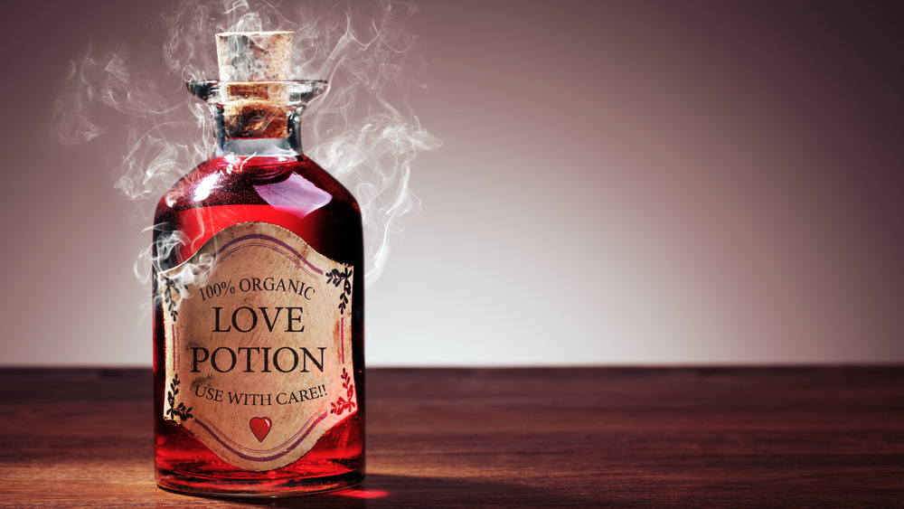 vintage style potion bottle full of love potion