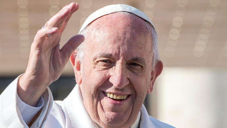 Pope Francis, waving 