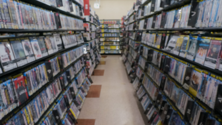 Shelves of movies at Blockbuster