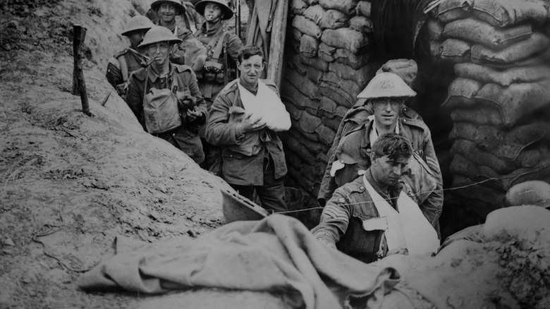 British soldiers in a trench 