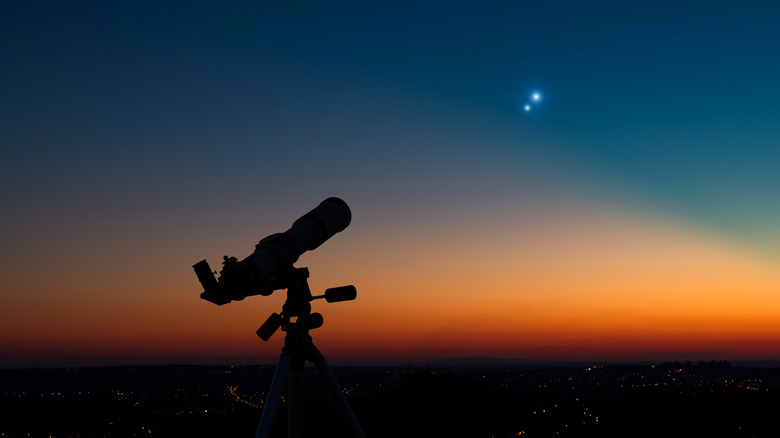 Telescope observing two bright objects 