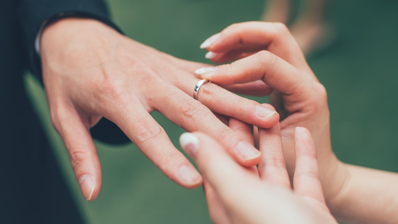 Groom and bride getting married