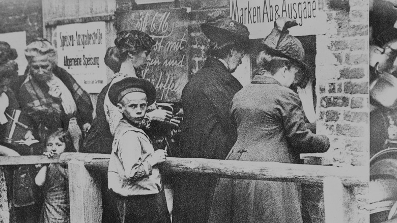 food rationing line in Germany
