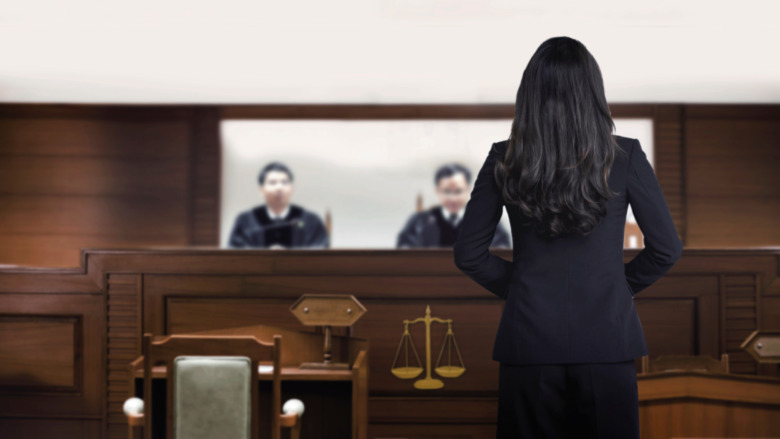 Female attorney in courtroom 
