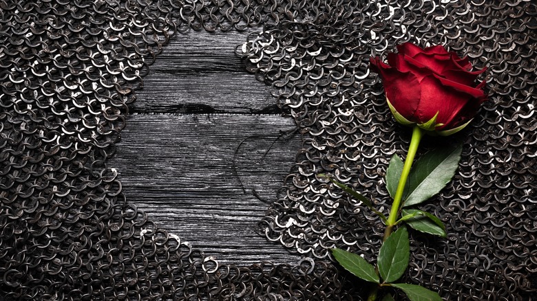 Rose on chain mail