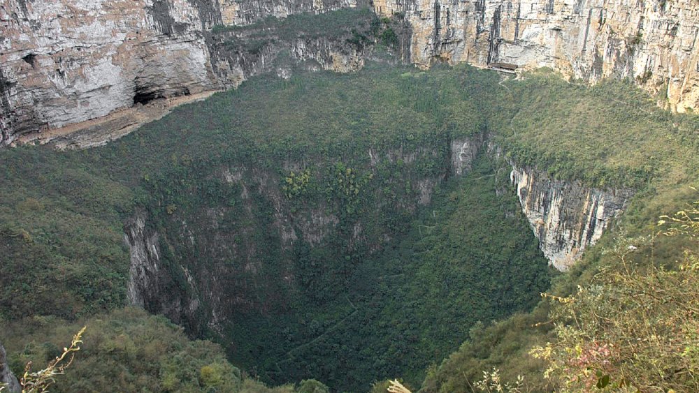 Xiaozhai tiankeng in Guangxi, China