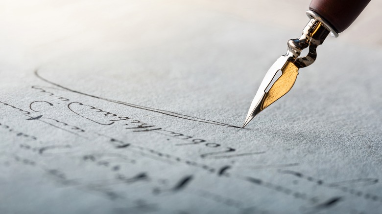 Fountain pen writing manuscript