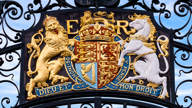 Coat of arms tops a gate