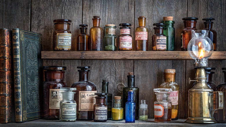 poisonous chemicals on a shelf