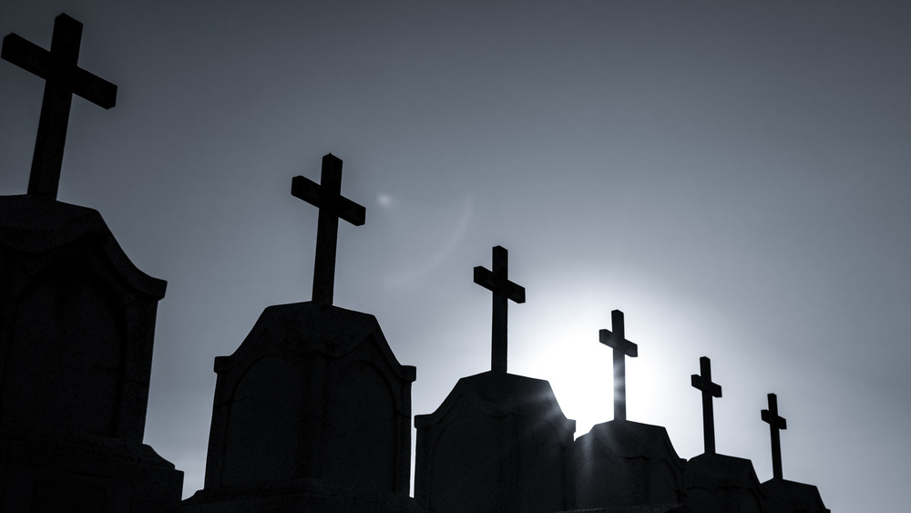 Tombstones in a graveyard 