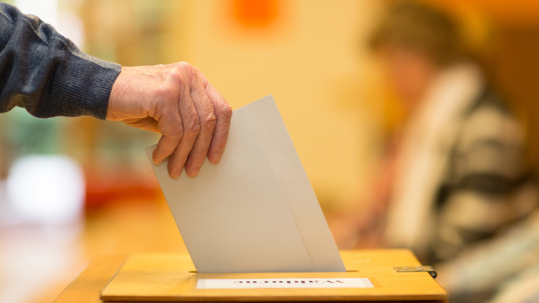 Envelope into a ballot box