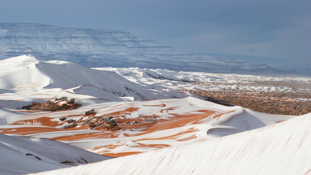 Snow on desert