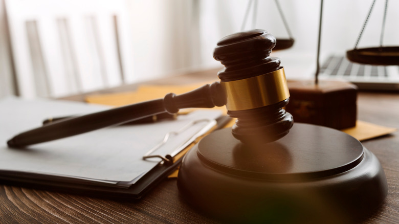 Gavel sitting on block