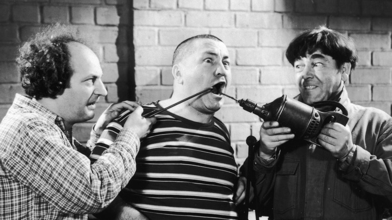 The Three Stooges practice impromptu dentistry