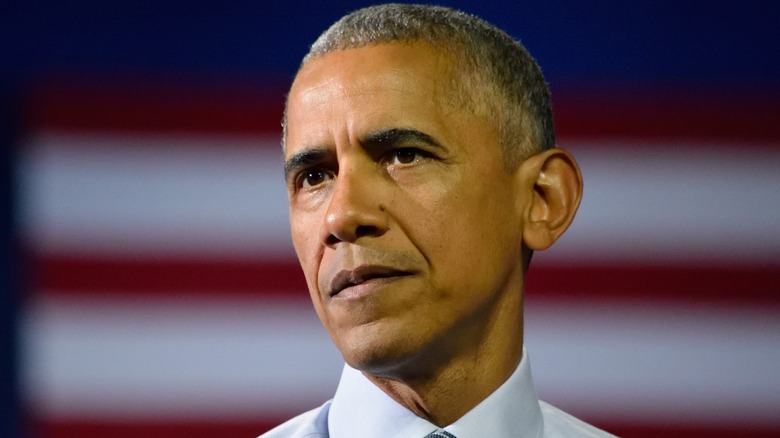 Barack Obama looking forward intensely