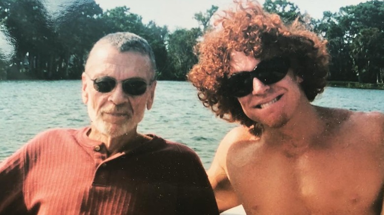 Carrot Top and father Larry Thompson in a boat