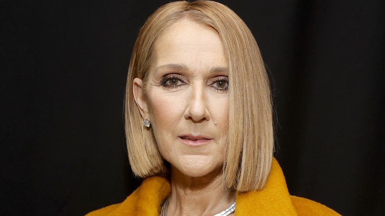 celine dion bob haircut staring into camera