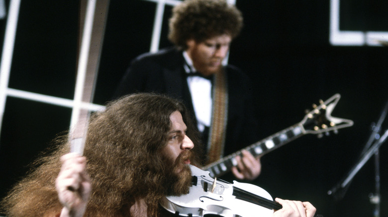 Members of Kansas perform in early 1980s music video