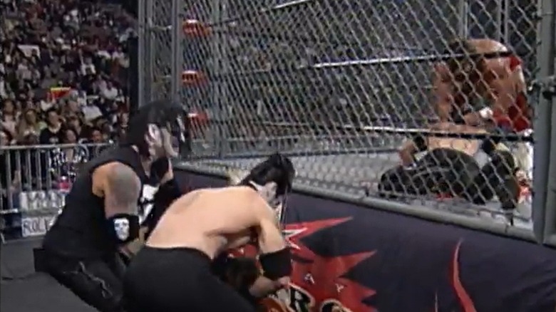 Vampiro and the Misfits outside of the steel cage on WCW Monday Nitro in 1999